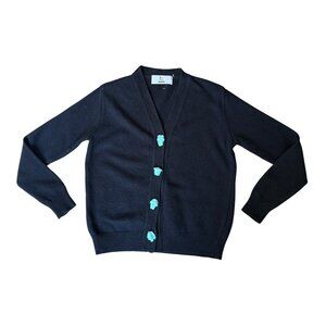 773. HADES Greek Mythology Carrington Cardigan Black Lambswool $353 EUC XS/S